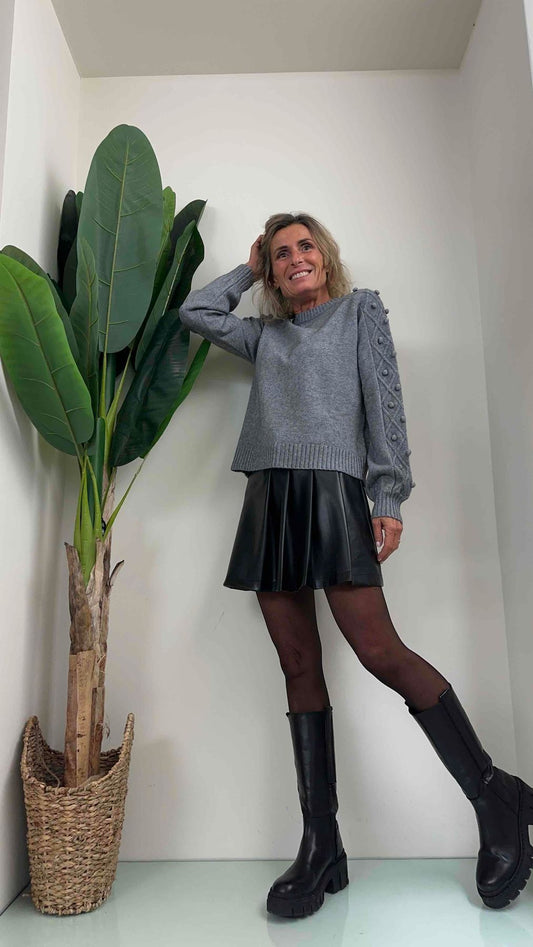 DAFNE - AL0613P26 - MAGLIA VISCOSA MANICA PON PON