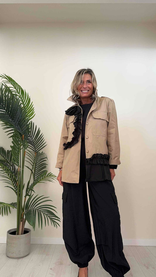 DAFNE - G0693P38 - SHACKET (GIACCA/CAMICIA) IN COTONE CON ROUCHES