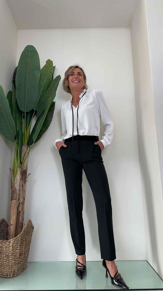 DAFNE - TI210P29 - PANTALONE SIGARETTA  INSERTO VELLUTO VITA