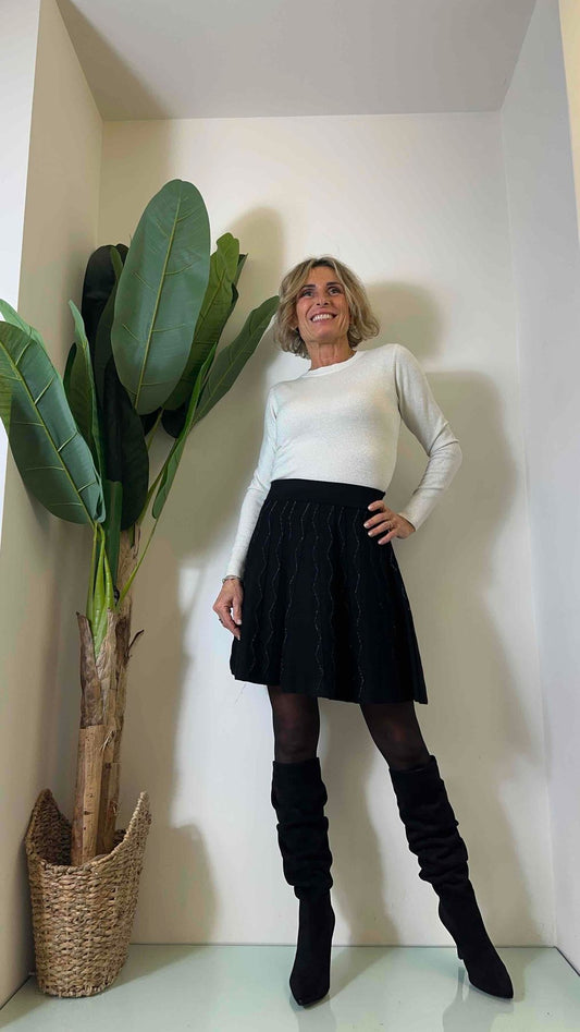 DAFNE - CHM5363P23 - GONNA MAGLIA VISCOSA SVASATA MOTIVO LAME'