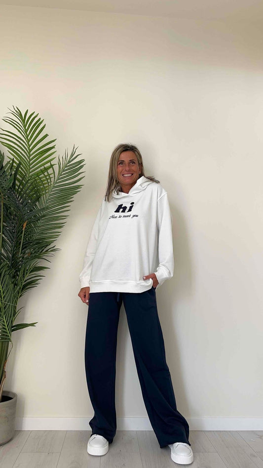 SUSYMIX - 10190 - FELPA RICAMO "HI" CON CAPPUCCIO