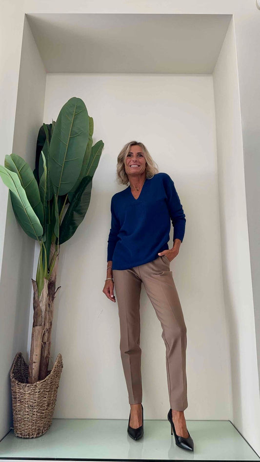 F3 - M155228 - MAGLIA PULL VISCOSA  SCOLLO SOVRAPPOSTO