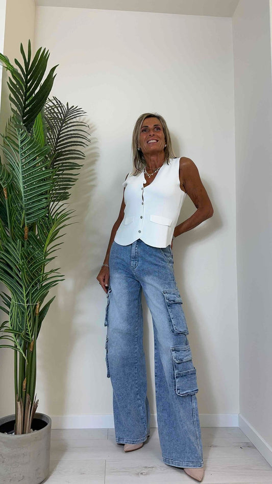 DAFNE - F31478P33 - JEANS CARGO COTONE/VISCOSA