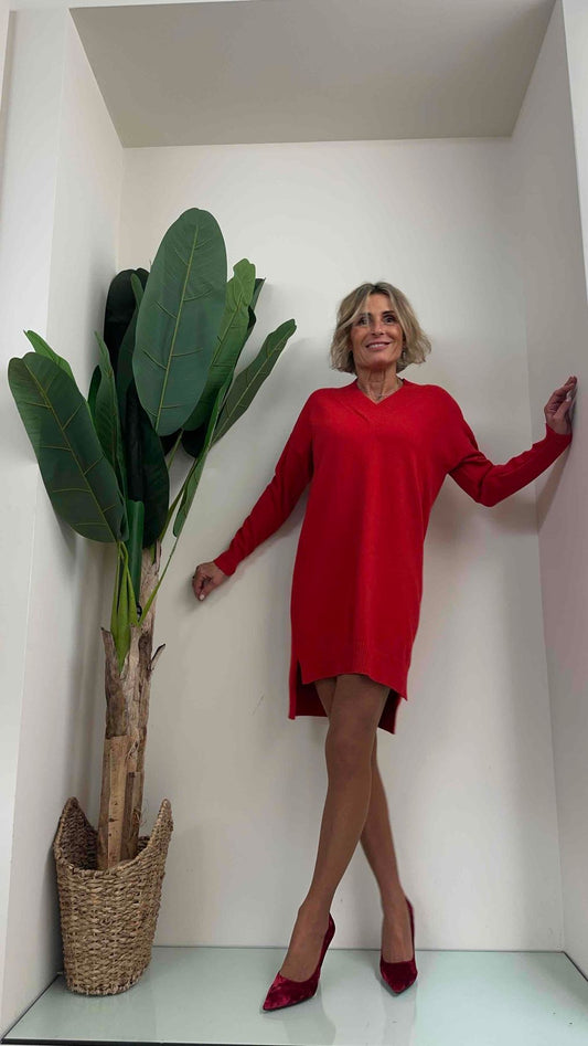 DAFNE - ZS9069P27 - ABITO VISCOSA DOPPIATA SCOLLO A V SCACCHETTO