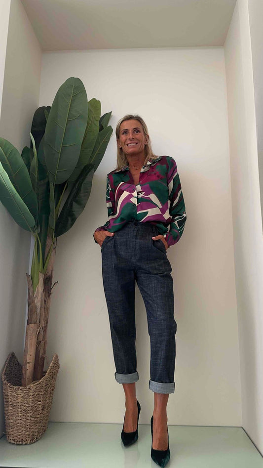 DAFNE - 6283JHP29 - PANTALONE GIRLFRIEND TESSUTO MELANGE