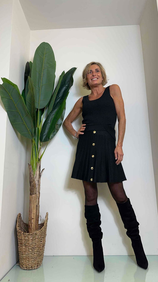 DAFNE - CA03P13 - CANOTTA COSTINE IN VISCOSA CON LAME'