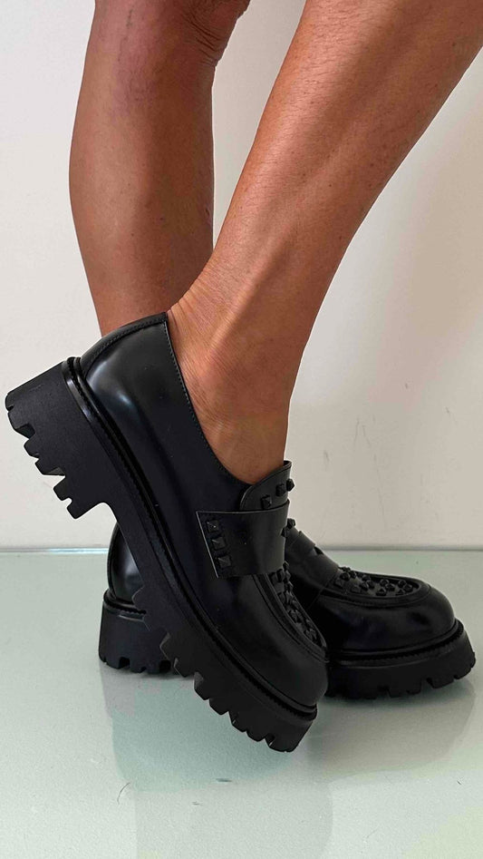 OVYE' - FEM1104ABR - MOCASSINO ABRASIVATO CON BORCHIETTE FONDO 4 CM