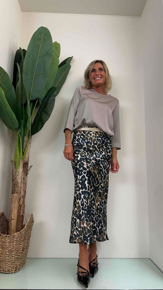 IMPERIAL - GHI5GTS - GONNA RASO LONGUETTE STAMPA ANIMALIER