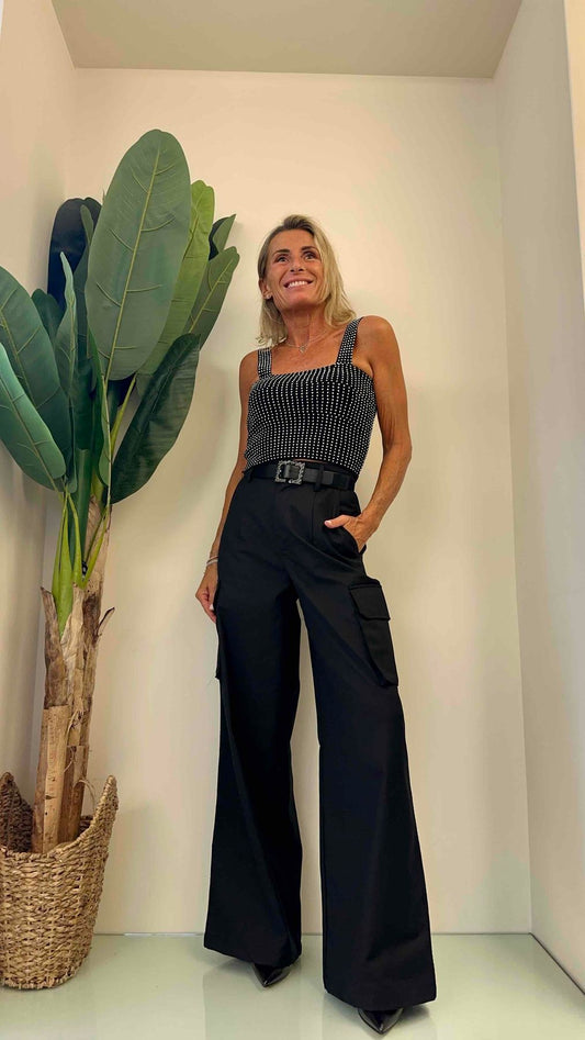 DAFNE - DZ93048P22 - TOP VISCOSA BRETELLE CON CRISTALLI