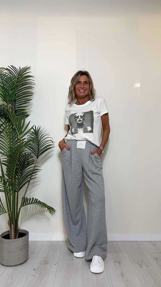 VICOLO - RB0411 - T-SHIRT STAMPA VISO CON STRASS