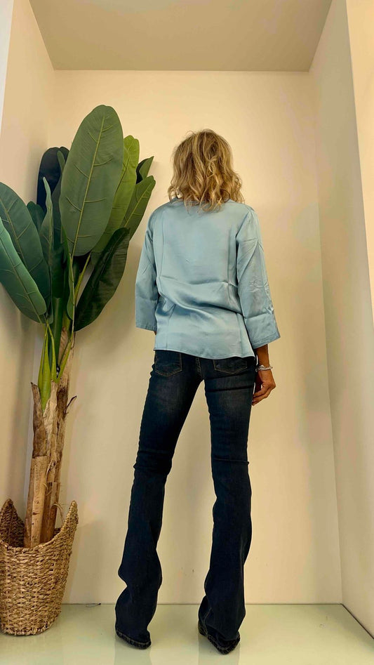 SUSYMIX - 42188BS - BLUSA VISCOSA SCOLLO A V MANICA 3/4