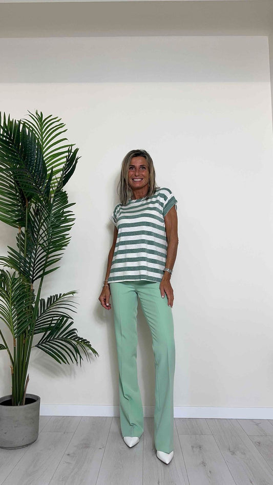 GIORGIA & JHONS - 60113SS24 - T-SHIRT VISCOSA, RIGHE, FLUIDA, MANICA CORTA