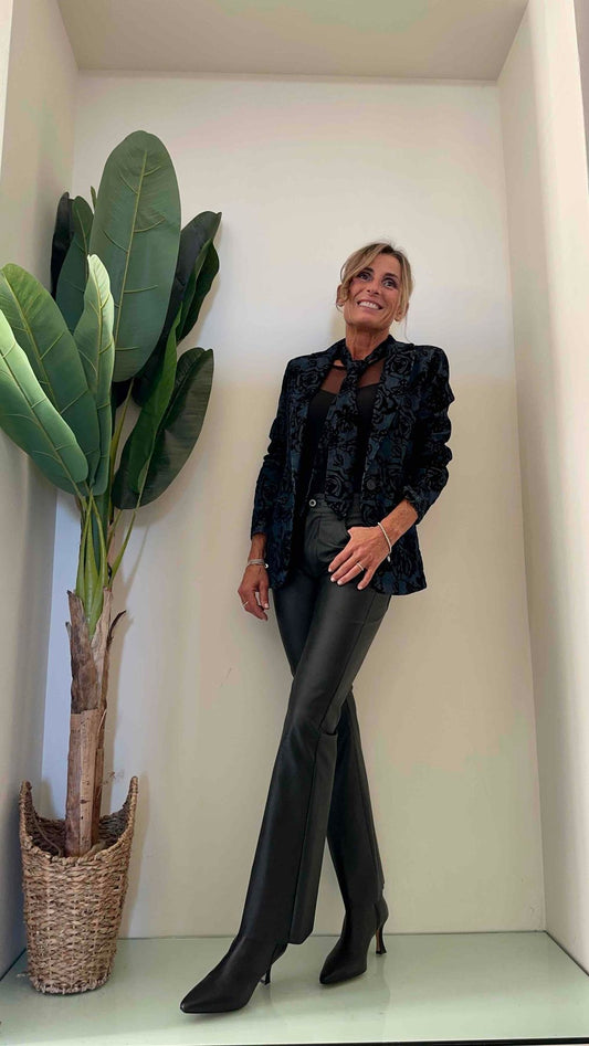 PLEASE - J0JLCHYNOH - GIACCA SIMIL DENIM MOTIVO VELLUTO RILIEVO