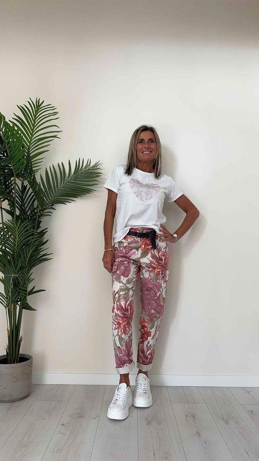 DAFNE - 823330FP29 - PANTALONE CARGO REGULAR FIT, ST. FIORI CON CINTURA
