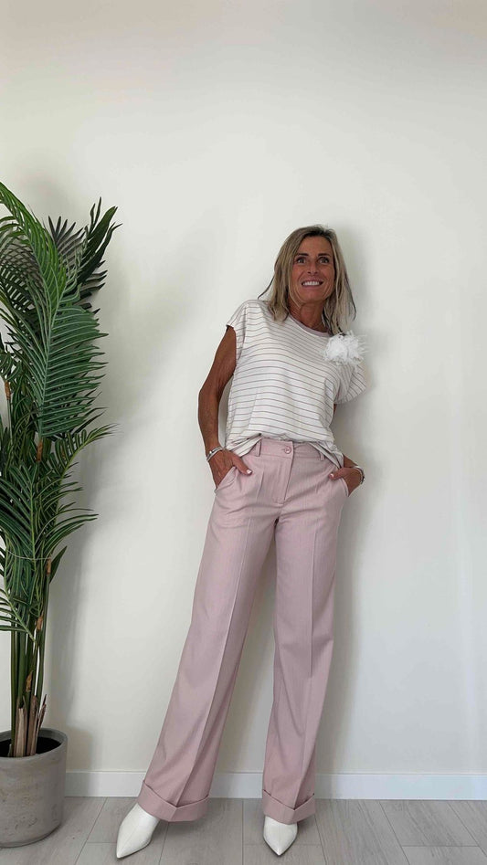 SUSYMIX - PANDINO - PANTALONE TESSUTO MICRO OPERATO, PALAZZO CON RISVOLTO
