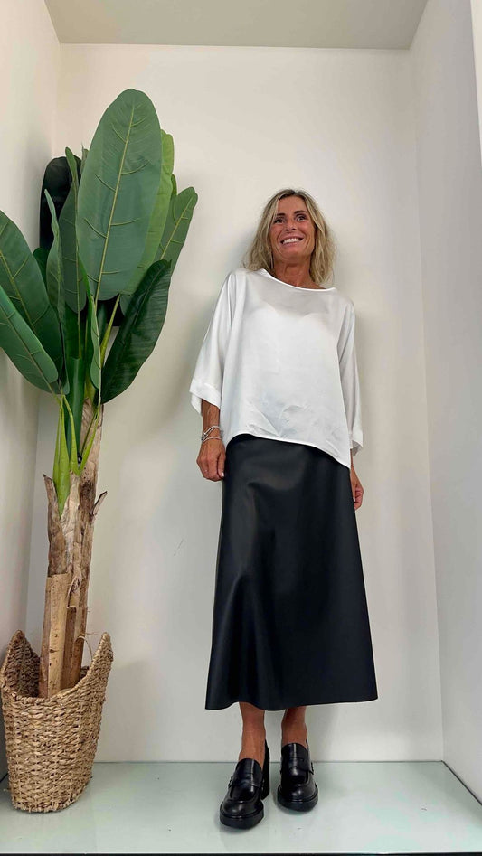 F3 - G3223002 - GONNA SIMIL PELLE LONGUETTE SVASATA