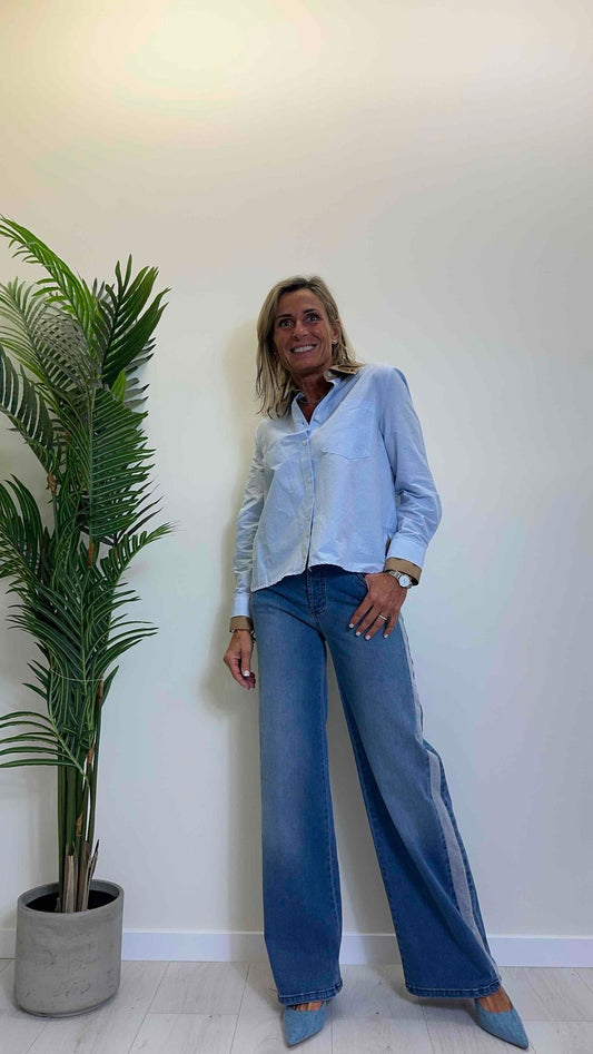 PLEASE - C1BJCIM000 - CAMICIA COTONE DETTAGLI A CONTRASTO COLORE