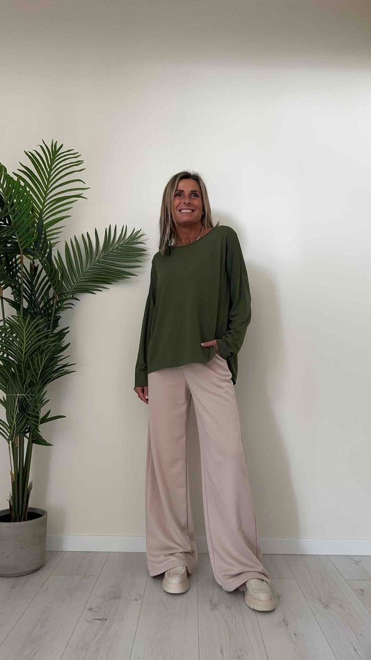 DAFNE - 8223P24 - MAGLIA VISCOSA STONDATA ORLO, COLLO E POLSI ROTOLINO