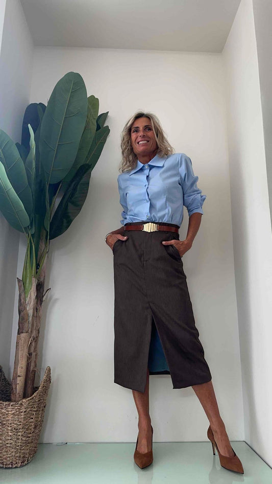 SUSYMIX - 748B - CAMICIA POPELINE BOTTONE GIOIELLO