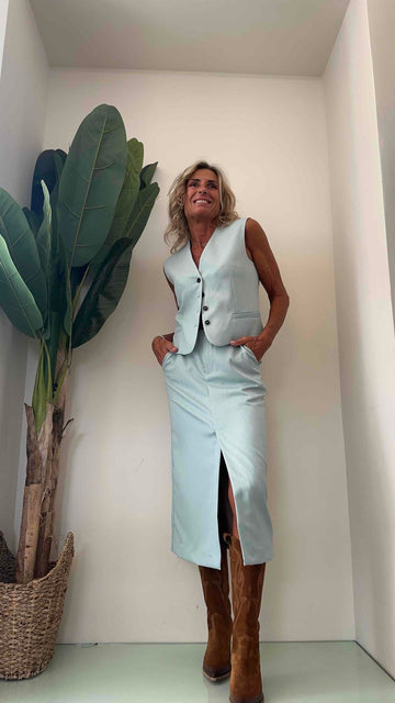 VICOLO - TR0194 - GILET TESSUTO MELANGE CON MARTINGALA