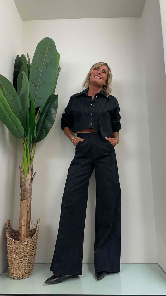 DAFNE - L8097P27 - SHACKET CROP GESSATO NERO