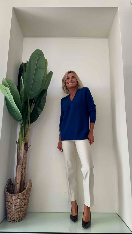 F3 - M155228 - MAGLIA PULL VISCOSA  SCOLLO SOVRAPPOSTO