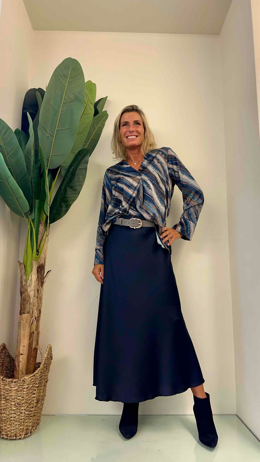 DAFNE - 5985P19 - BLUSA SCOLLO A V CON PIEGA CENTRALE