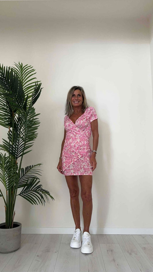 CELLOFUN - 2357A - ABITINO ST. FOGLIE SCOLLO A V INCROCIATO CON DRAPPEGGIO LATERALE