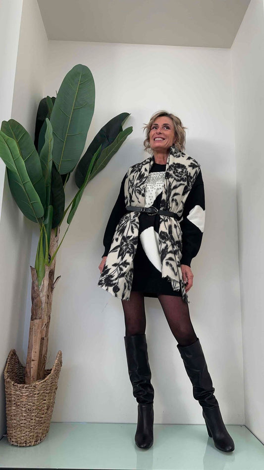 DAFNE - SCIAFAP12 - SCIARPONA 100% VISCOSA FANTASIA FOGLIE SFUMATE