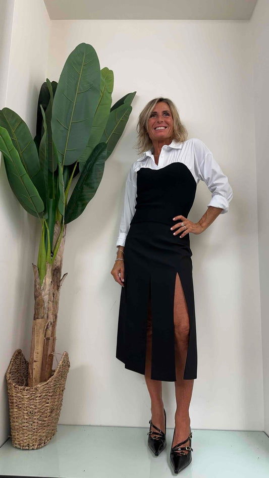 PLEASE - C06YWV6000 - CAMICIA COTONE CON INSERTO MAGLIA A COSTINE