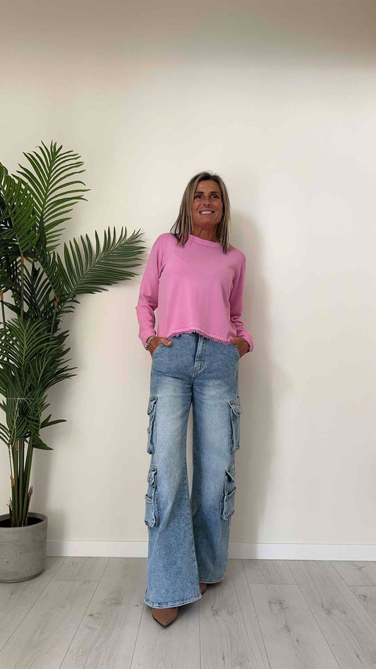 DAFNE - AL0698P26 - MAGLIA VISCOSA ORLO SFRANGIATINO