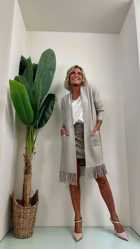 SUSYMIX - 8051 - MAXI GARDIGAN LUNGO FRANGE E TASCHE