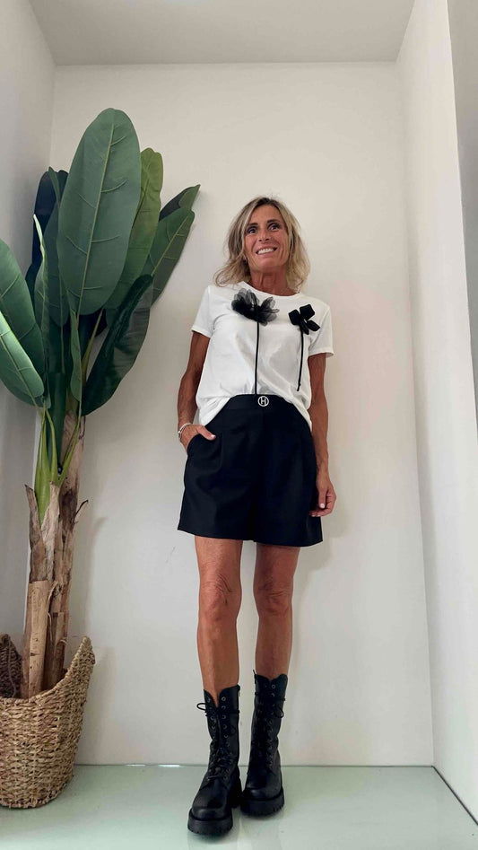 HAVEONE - PSO-K129 - BERMUDA LOGO ELASTICO VITA CON DUE PINCES