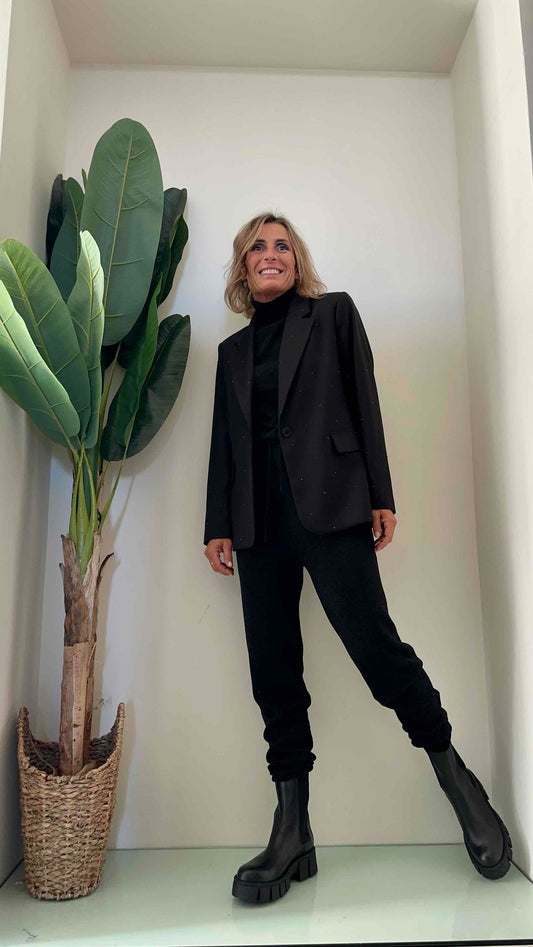 IMPERIAL - J9990031Q - GIACCA MONOPETTO STRASS CON PATTE TASCHE