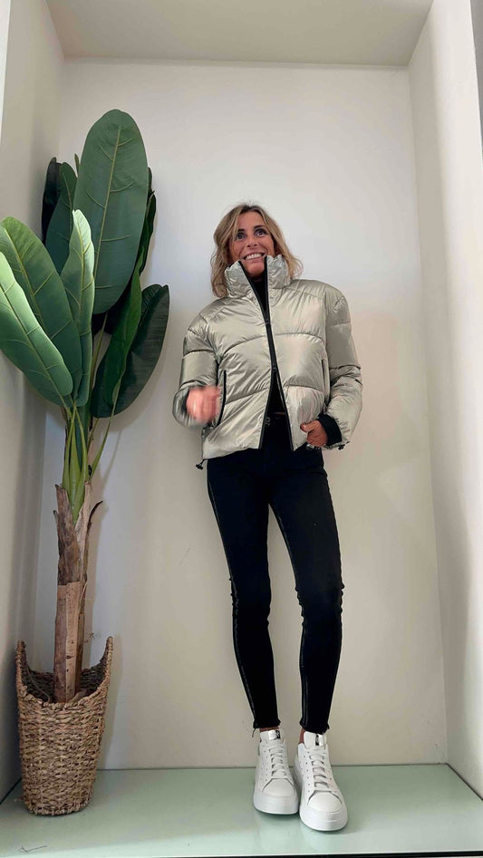 PLEASE - I64048957D - PIUMINO METAL ZIP A CONTRASTO