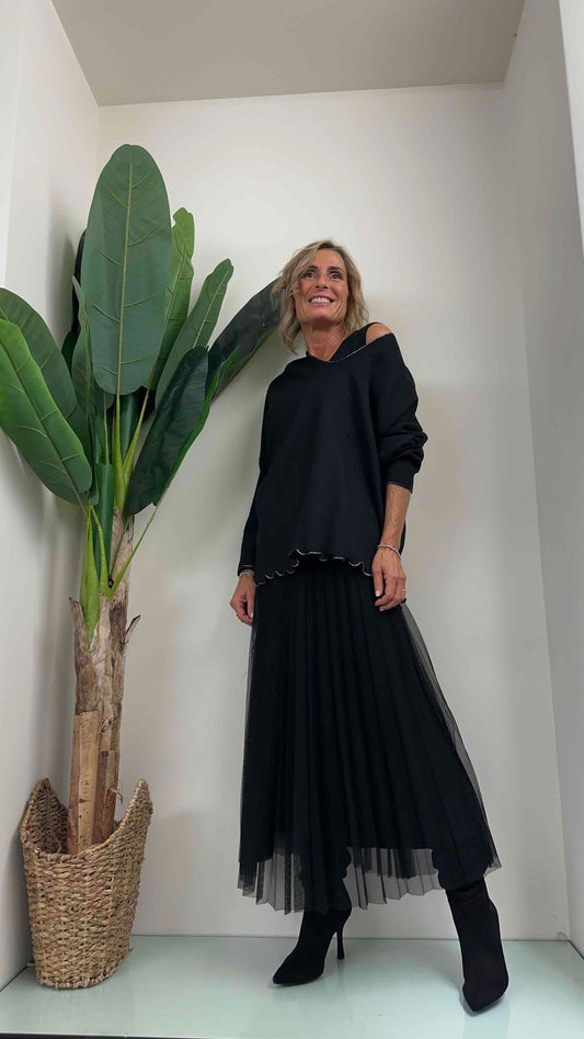 GIORGIA & JHONS - 60326FW23 - ABITO PLISSE CON MAGLIA PROFILI LAME'