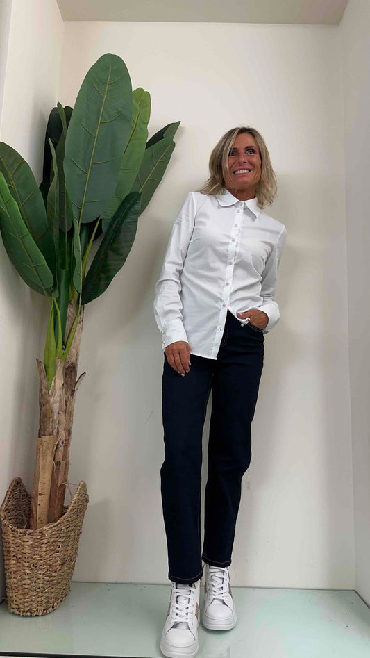 PLEASE - C08PWV6000 - CAMICIA POPELINE SLIM FIT BOTTONI PERLA