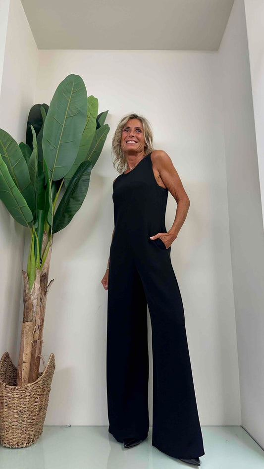 SUSYMIX - 23436 - JUMPSUIT CREPE SPALLA LARGA PALAZZO