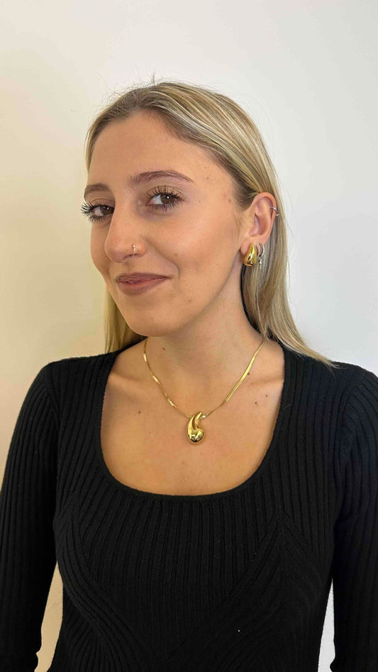 DAFNE - COGOMEDPI - COLLANA GOCCIA MEDIA PIATTA SERPENTINA. NICKEL FREE