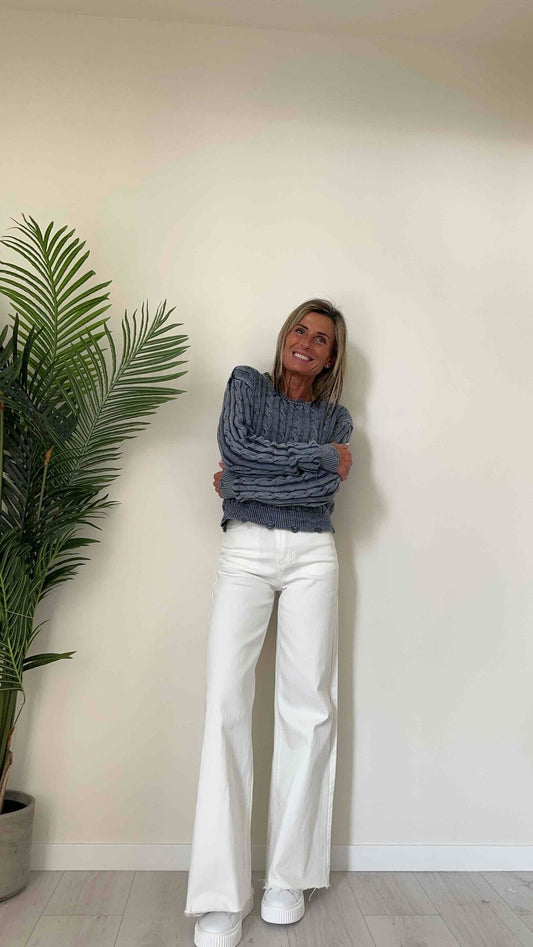 SUSYMIX - 8087 - MAGLIA COTONE MARMORIZZATO, PARICOLLO CON TRECCE E ROTTURE