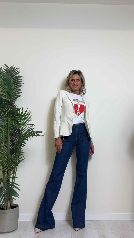 DAFNE - 718142ROCKP13 - T-SHIRT COTONE STAMPA PLATINO, "ROCK'N'ROLL"