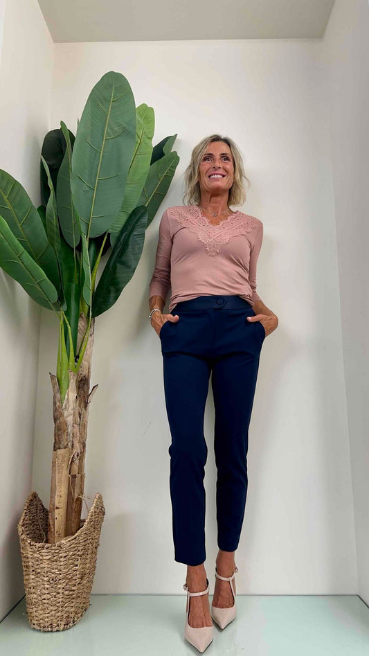 GIORGIA & JHONS - 60221FW23 - T-SHIRT VISCOSA DOPPIO SCOLLO A V PIZZO