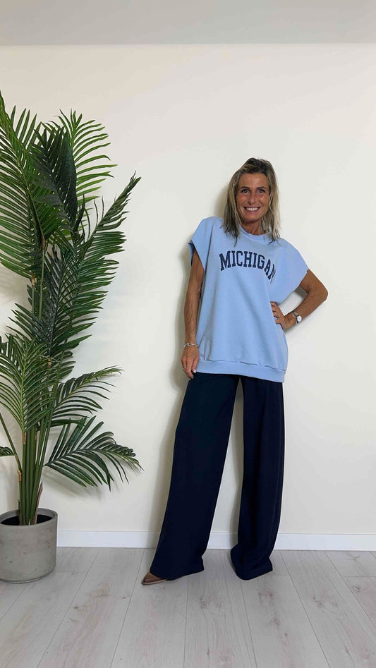 PLEASE - F63357816 - FELPA COTONE GARZATO, SMANICATA, FIT AMPIO ST. "MICHIGAN"