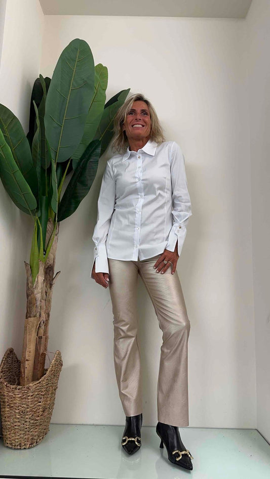 IMPERIAL - CLM9GDK - CAMICIA COTONE SFIANCATA BOTTONE PERLA ORO