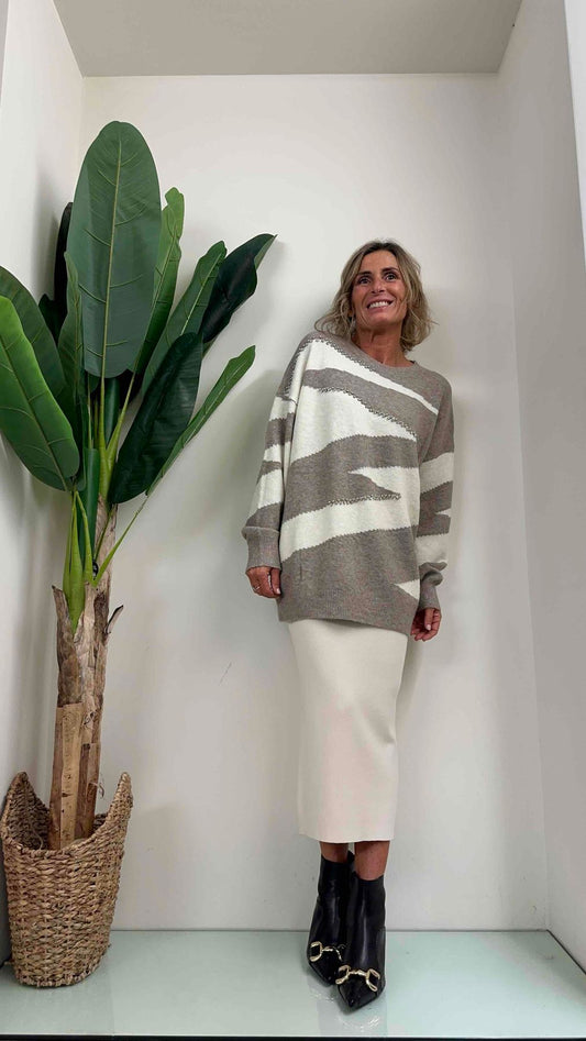 DAFNE - 5035P29 - MAXI MAGLIA LANA/VISCOSA CON CRISTALLI
