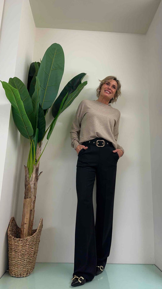 DAFNE - A7368TRP28 - PANTALONE PALAZZO POLIVISCOSA , ELATICO DIETRO CON CINTURA