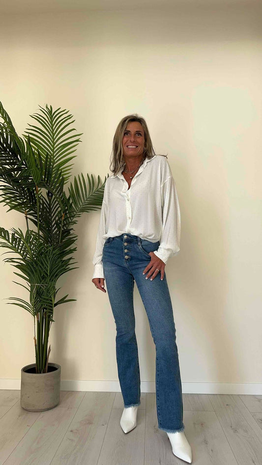 GIORGIA & JHONS - 60155SS24 - JEANS ZAMPETTA, BOTTONI A VISTA, ORLO SFRANGIATO