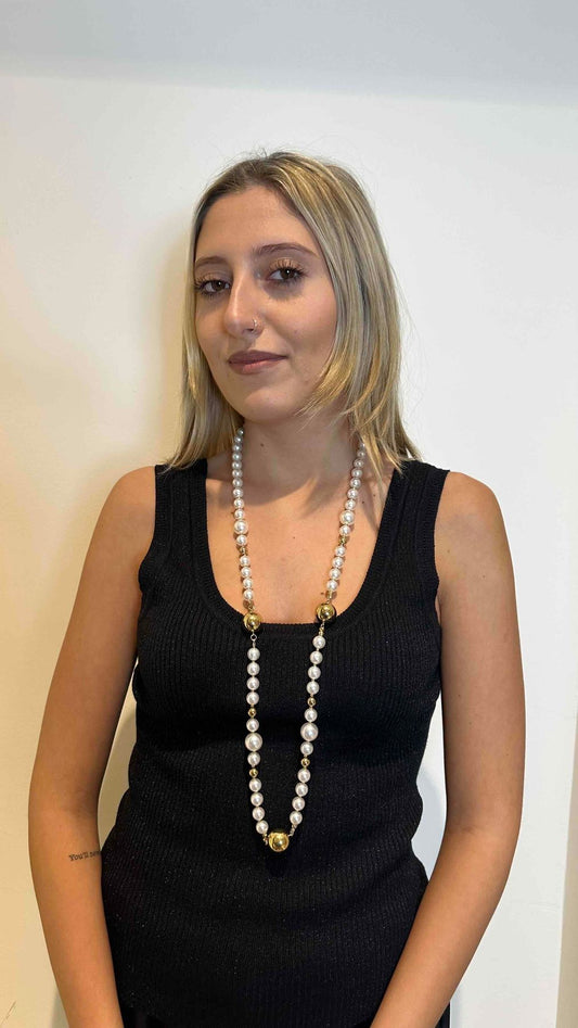 DAFNE - COPERBOU - COLLANA LUNGA PERLE E BOULE. NICKEL FREE