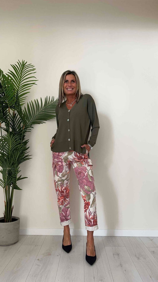 DAFNE - AL0689P28 - CARDIGAN VISCOSA, BOTTONI MADREPERLA CON SPACCHETTI