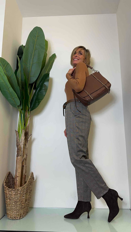 LALTERNATIVASTYLE - 94728 - BORSA A MANO IN PELLE CON BORCHIETTE E TRACOLLA